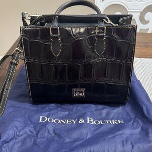 Dooney & Bourke Black Croc Embossed Satchel